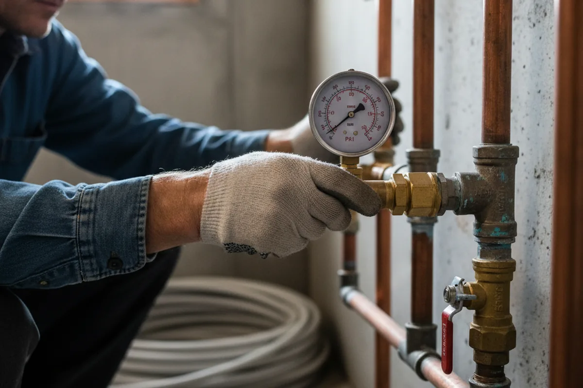 Pressure testing a repaired line during Water Line Repair in Fort Lee